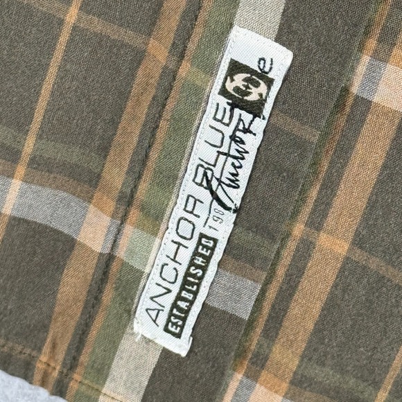 Vintage Anchor Blue Button Up Shirt Mens 2XL Green Plaid Stripes Comfort Y2K - Picture 8 of 11